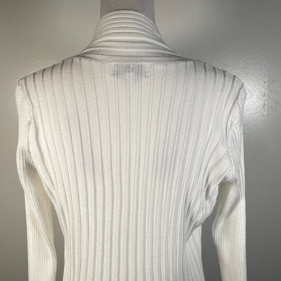 BRCHNY White Ivory Open Front Tight Knit Long Sleeve Cardigan Sweater PL - Picture 9 of 13
